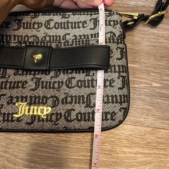 Juicy Couture Peek A Bow crossbody bag Black Gray Gold Tone hardware - Picture 3 of 14